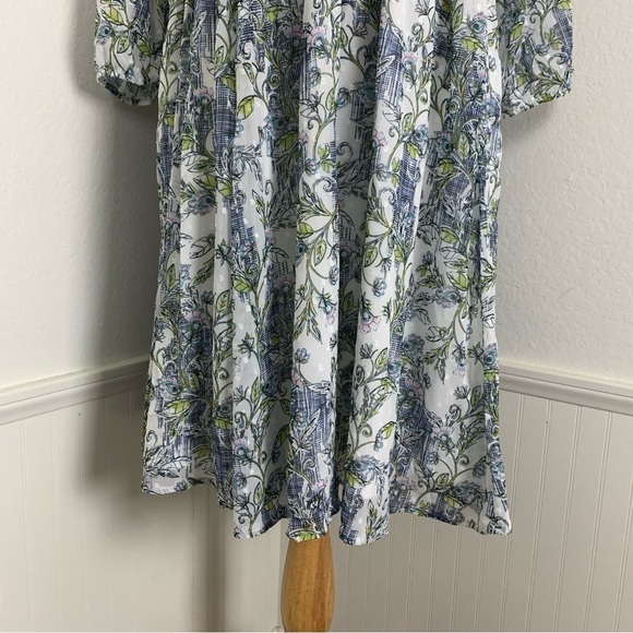 NWT Torrid Mini Clip Dot Front Keyhole Dress Floral Semi Sheer Sleeve Sz 1 - Picture 13 of 14
